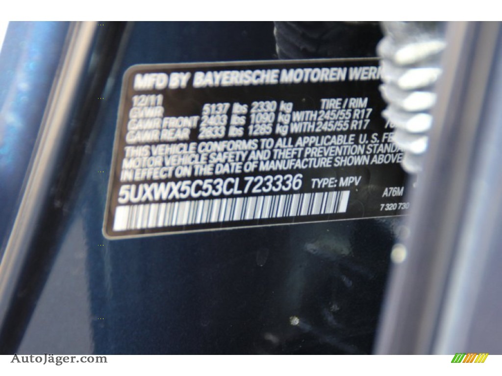2012 X3 xDrive 28i - Deep Sea Blue Metallic / Oyster photo #33