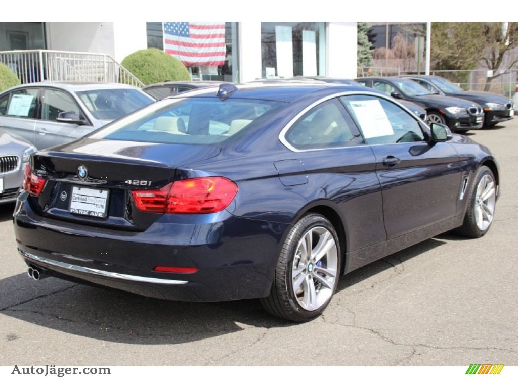 2015 4 Series 428i xDrive Coupe - Imperial Blue Metallic / Ivory White and Black photo #3