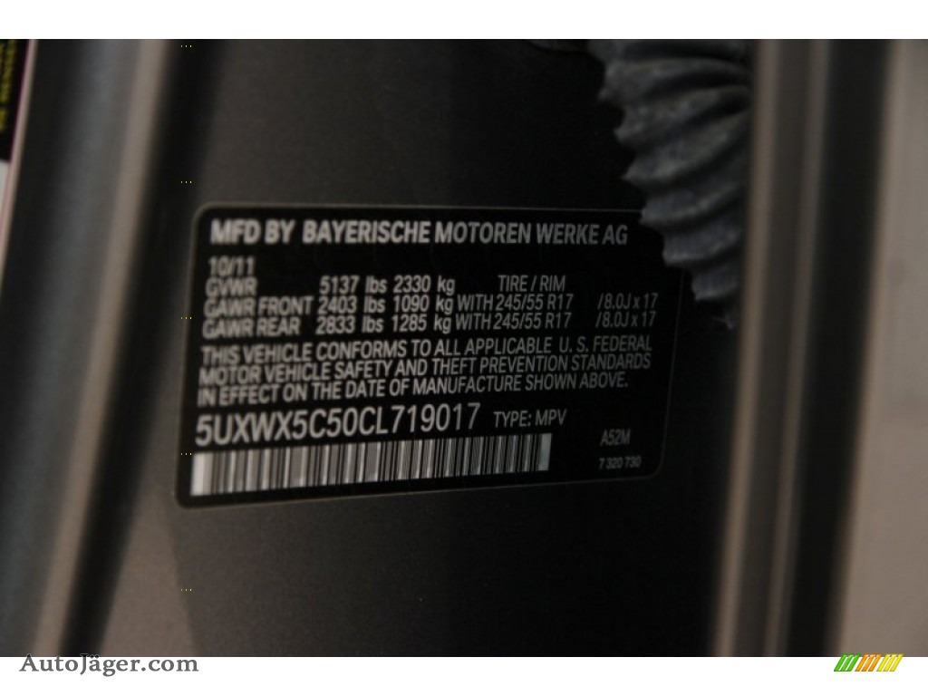 2012 X3 xDrive 28i - Space Gray Metallic / Black photo #19