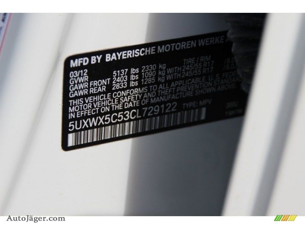 2012 X3 xDrive 28i - Alpine White / Black photo #35
