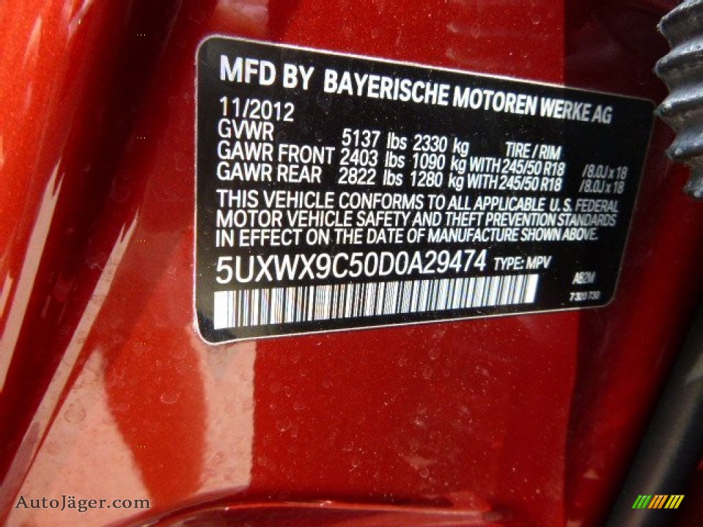 2013 X3 xDrive 28i - Vermillion Red Metallic / Oyster photo #2