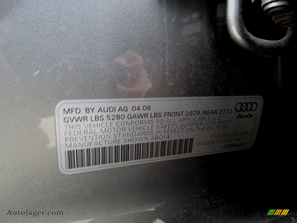 2006 A6 3.2 quattro Sedan - Atlas Grey Metallic / Ebony photo #21