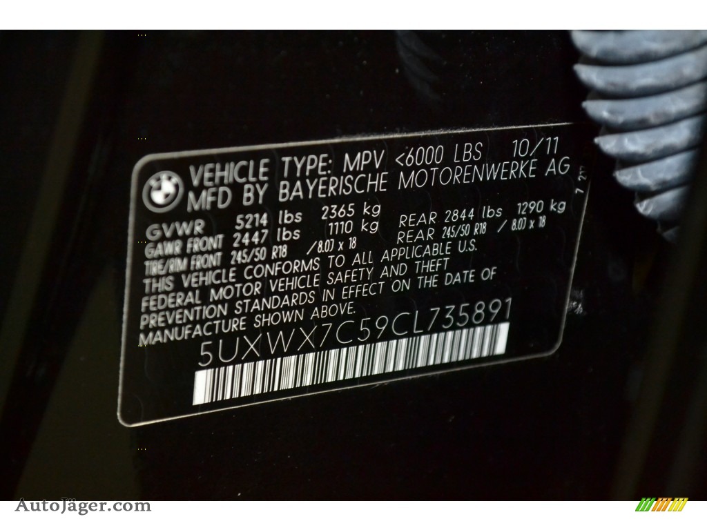 2012 X3 xDrive 35i - Jet Black / Black photo #11