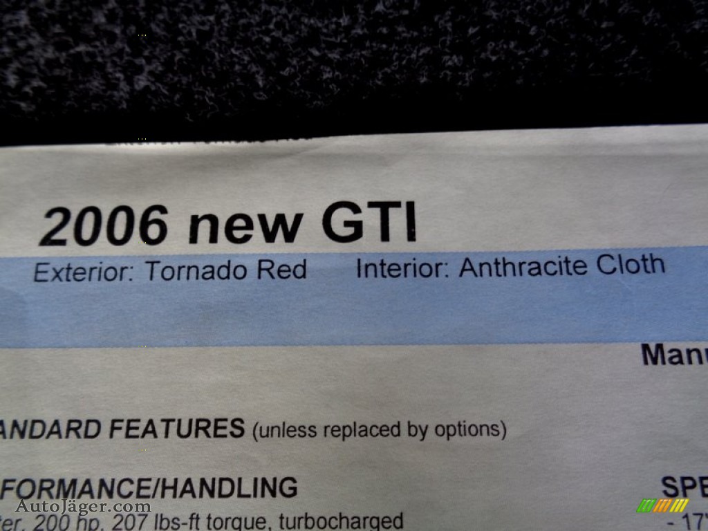 2006 GTI 2.0T - Tornado Red / Black/Grey Cloth photo #51
