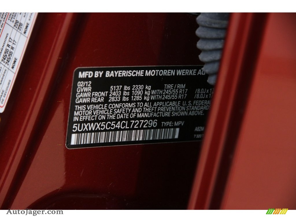 2012 X3 xDrive 28i - Vermilion Red Metallic / Black photo #23