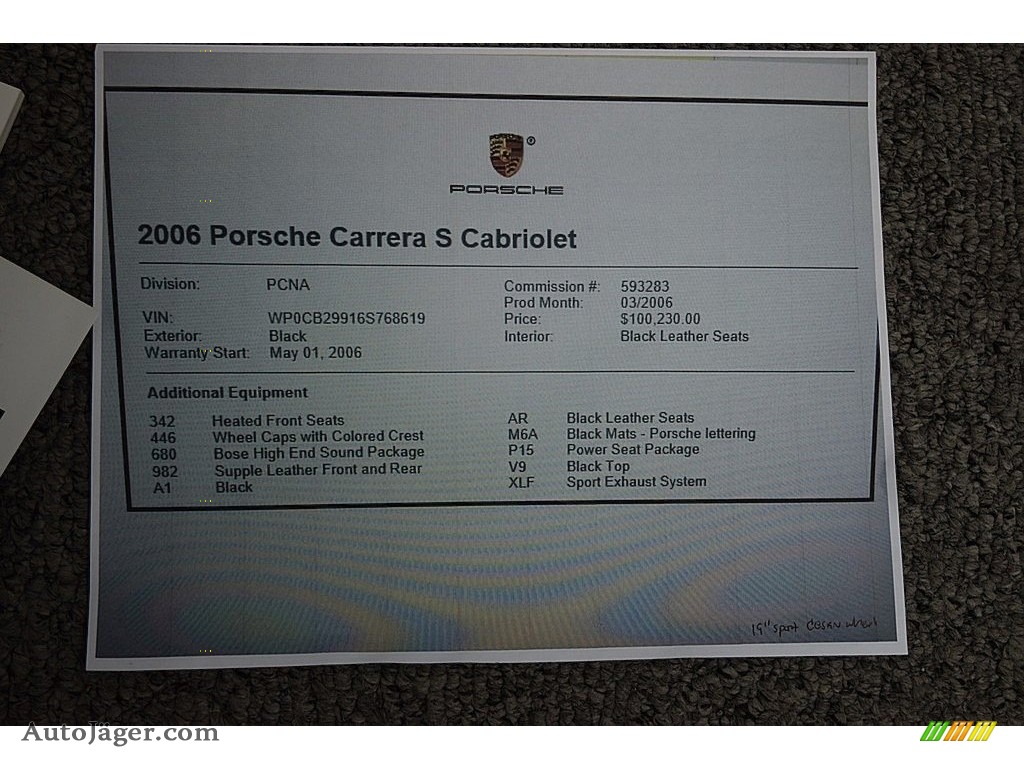 2006 911 Carrera S Cabriolet - Black / Black photo #93