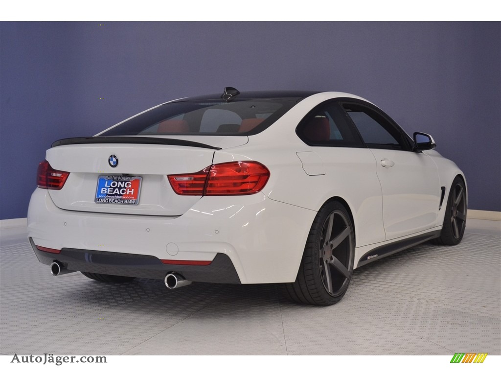 2015 4 Series 435i Coupe - Alpine White / Coral Red/Black Highlight photo #7