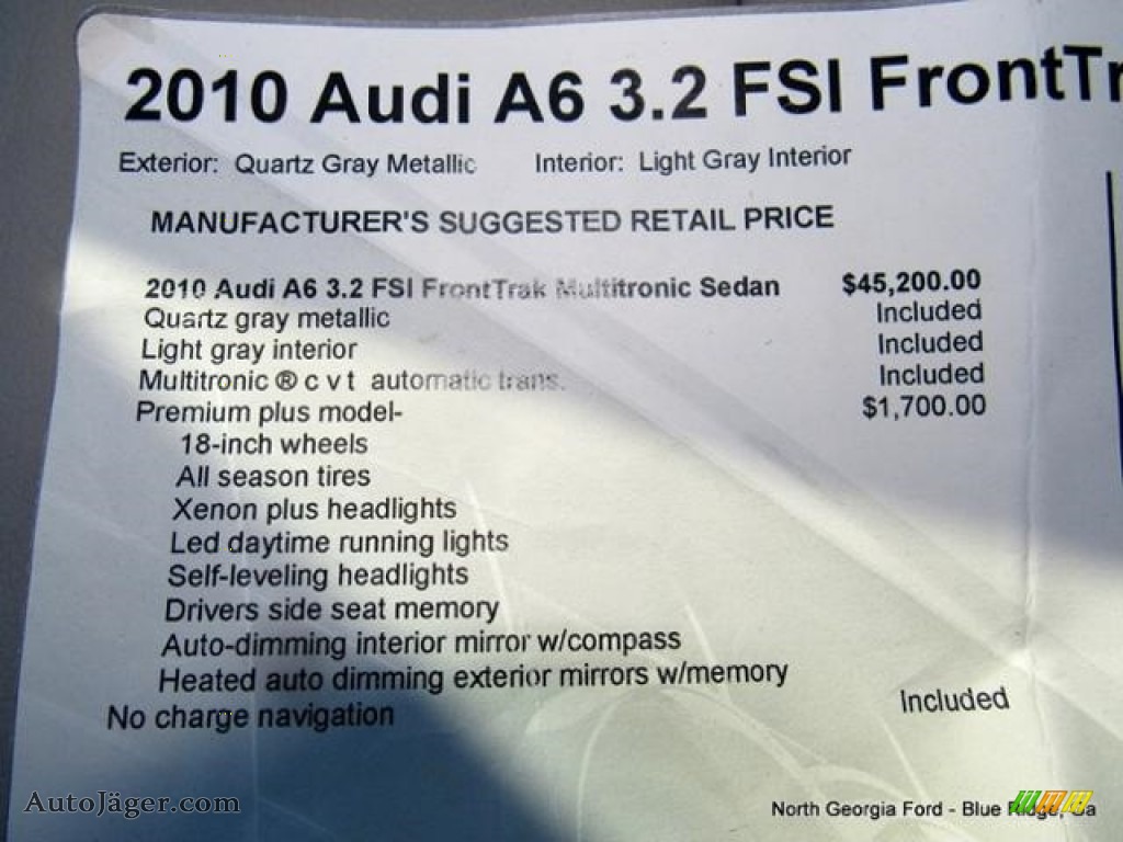 2010 A6 3.2 FSI Sedan - Quartz Gray Metallic / Light Gray photo #25