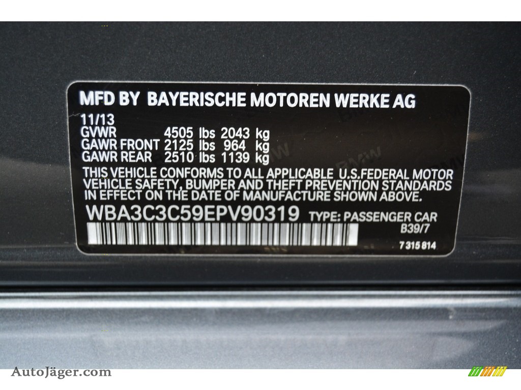 2014 3 Series 320i xDrive Sedan - Mineral Grey Metallic / Black photo #35