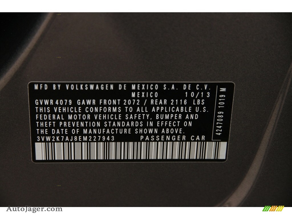 2014 Jetta S Sedan - Platinum Gray Metallic / Titan Black photo #17