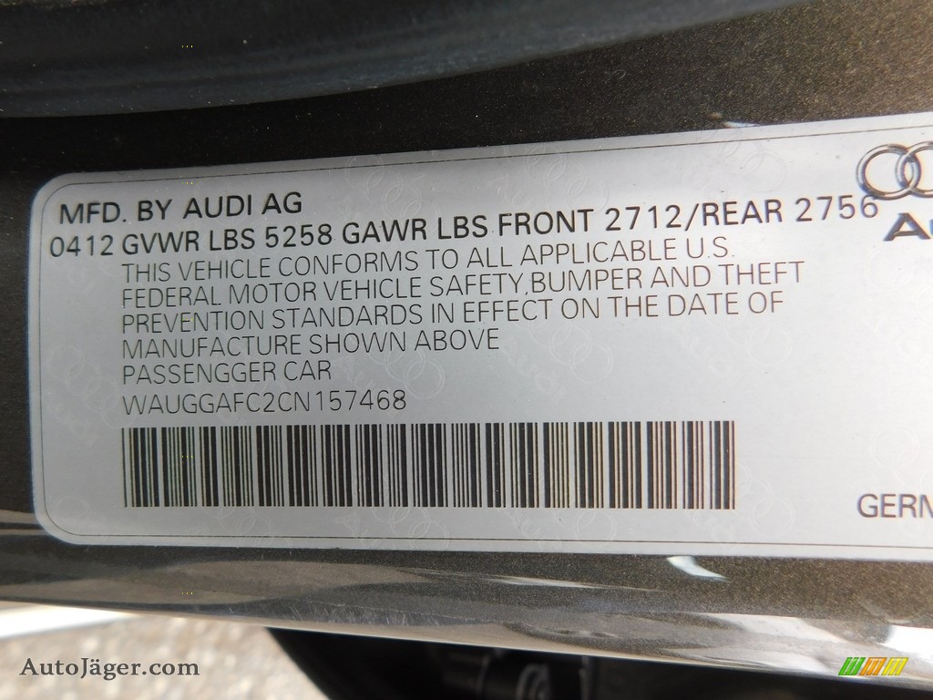 2012 A6 3.0T quattro Sedan - Quartz Gray Metallic / Velvet Beige photo #36