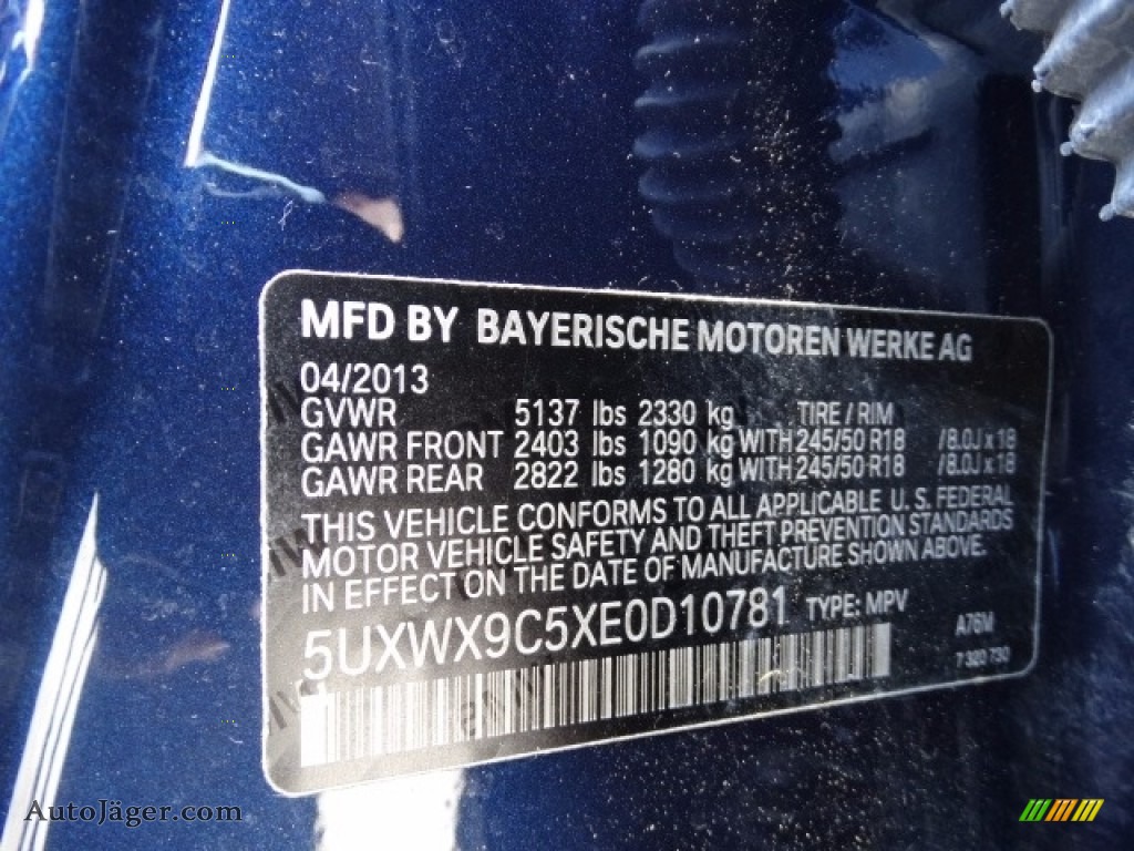 2014 X3 xDrive28i - Deep Sea Blue Metallic / Chestnut photo #16