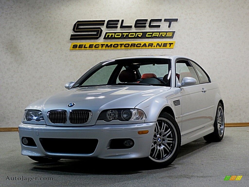 2002 M3 Coupe - Titanium Silver Metallic / Imola Red photo #1