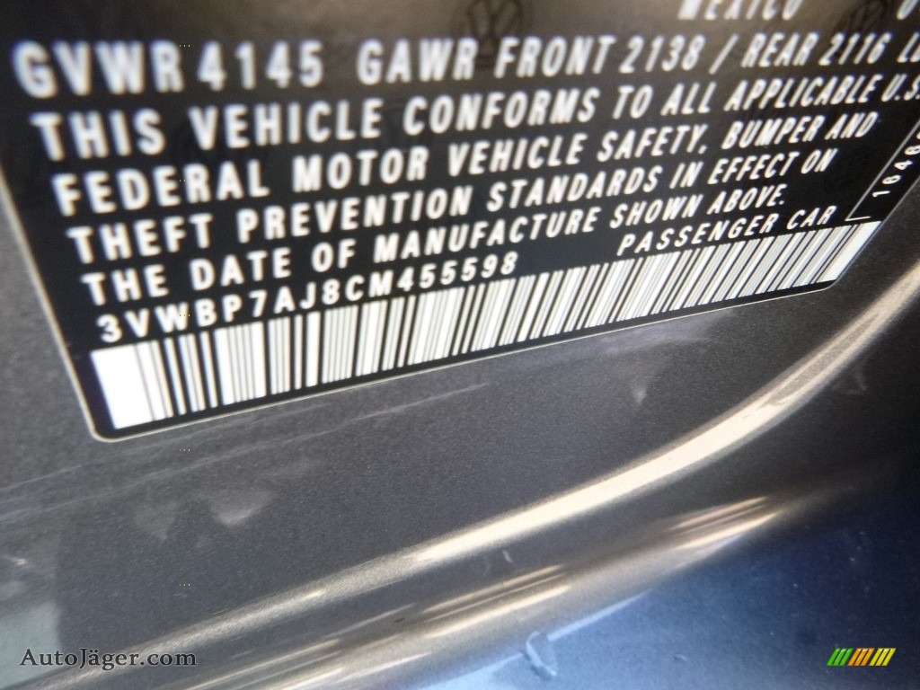 2012 Jetta SE Sedan - Platinum Gray Metallic / Titan Black photo #16