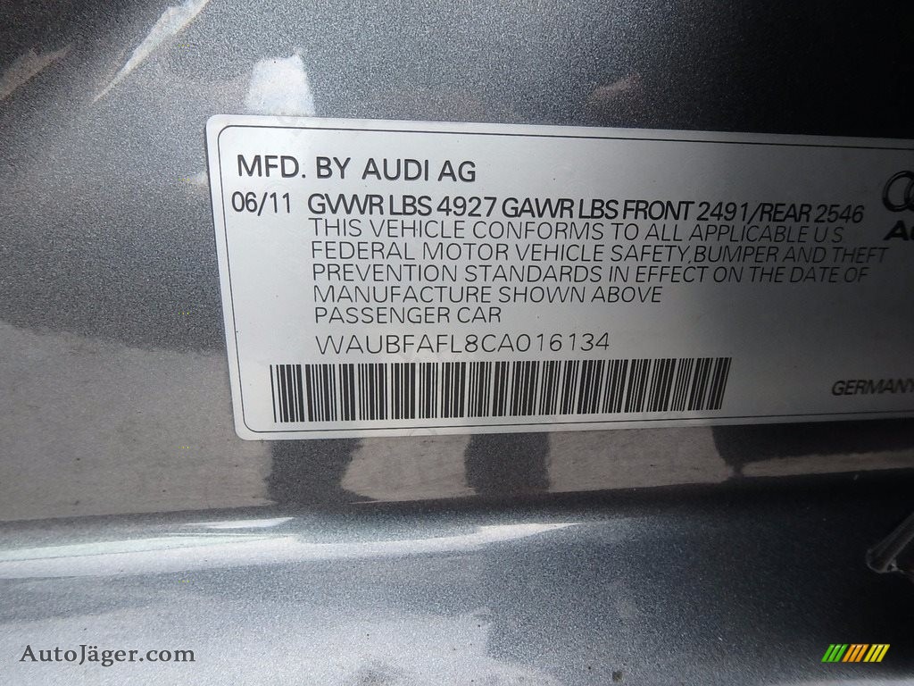 2012 A4 2.0T quattro Sedan - Monsoon Gray Metallic / Black photo #27