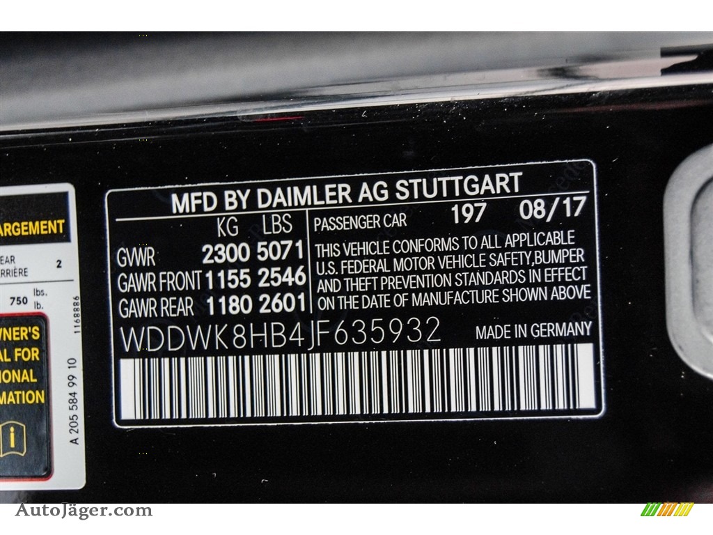 2018 S AMG S63 Cabriolet - Obsidian Black Metallic / Platinum White Pearl/Black photo #10