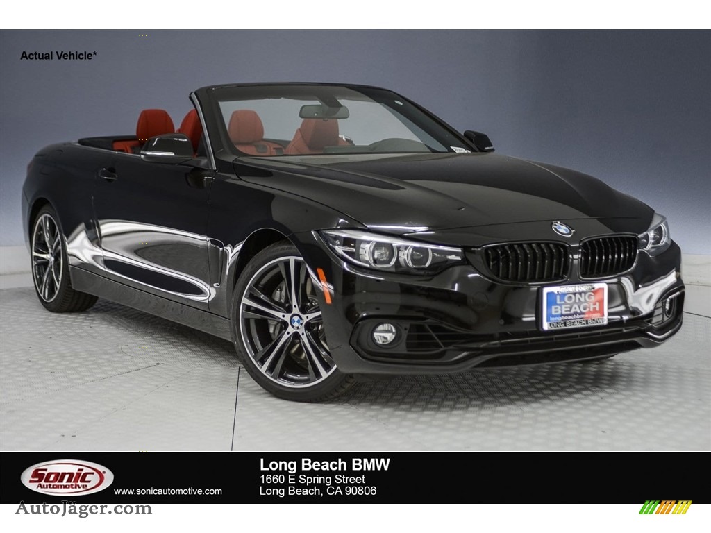 2018 4 Series 440i Convertible - Jet Black / Coral Red photo #1