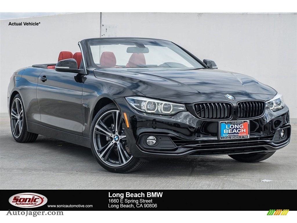 Jet Black / Coral Red BMW 4 Series 430i Convertible