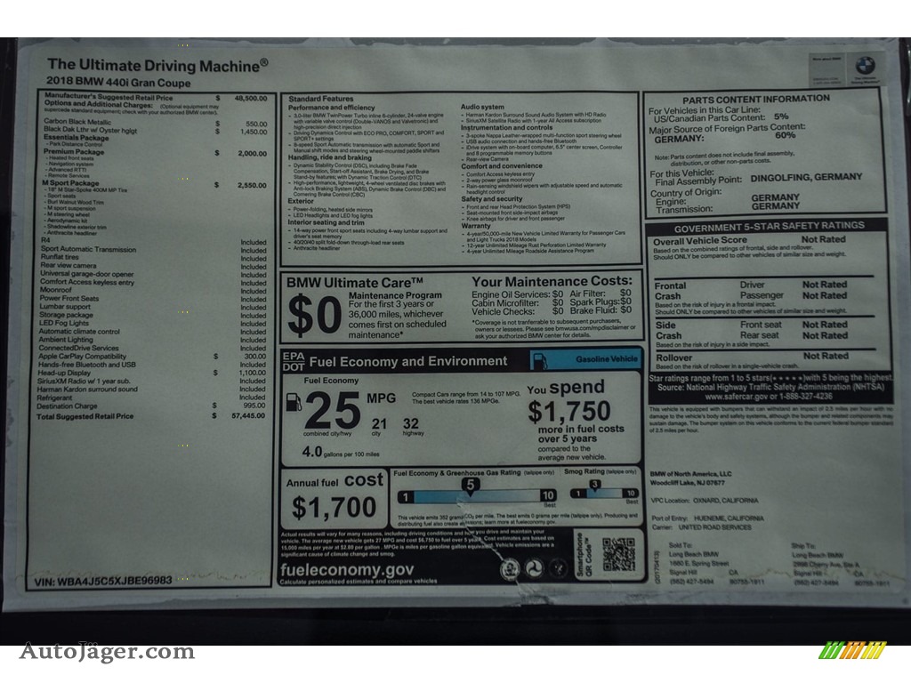2018 4 Series 440i Gran Coupe - Carbon Black Metallic / Black photo #10 2018 4 Series 440i Gran Coupe - Carbon Black Metallic / Black photo #10