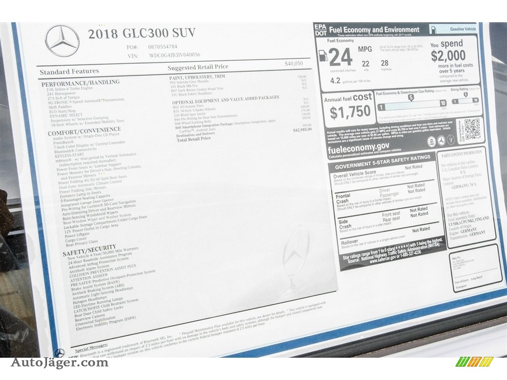 2018 GLC 300 - Selenite Grey Metallic / Black photo #11