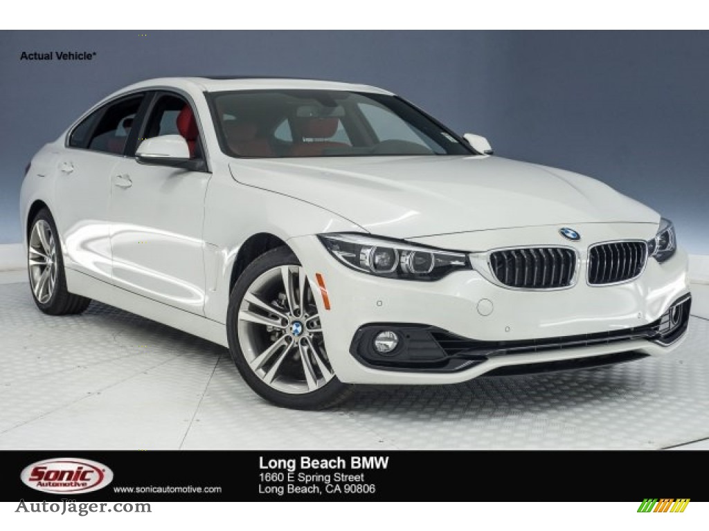 2018 4 Series 430i Gran Coupe - Mineral White Metallic / Coral Red photo #1