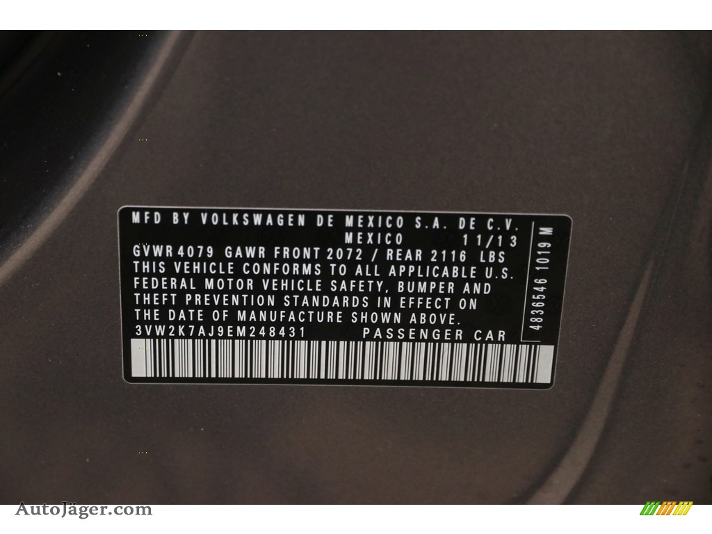 2014 Jetta S Sedan - Platinum Gray Metallic / Titan Black photo #16