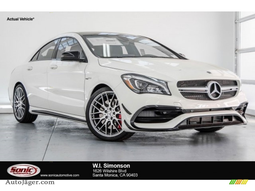 2018 CLA AMG 45 Coupe - Cirrus White / Black/DINAMICA w/Red stitching photo #1
