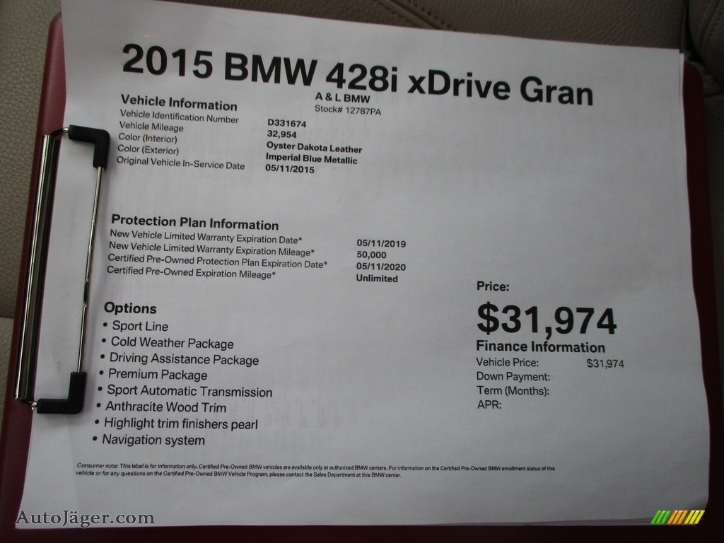 2015 4 Series 428i xDrive Gran Coupe - Imperial Blue Metallic / Oyster/Black photo #12