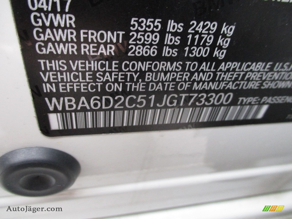2018 6 Series 640i xDrive Gran Coupe - Alpine White / Black photo #19