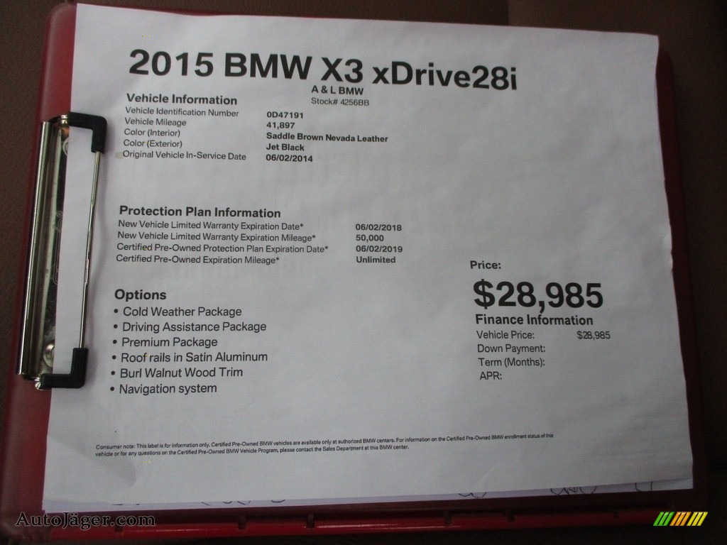 2015 X3 xDrive28i - Jet Black / Saddle Brown photo #12