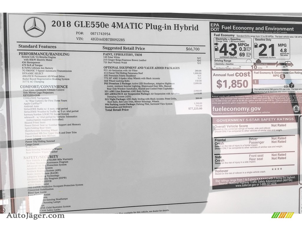 2018 GLE 550e 4Matic Plug-In Hybrid - Polar White / Ginger Beige/Espresso Brown photo #10