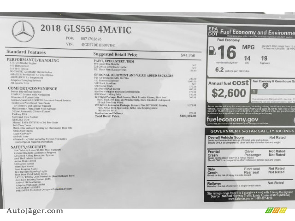 2018 GLS 550 4Matic - Lunar Blue Metallic / Crystal Grey/Black photo #10