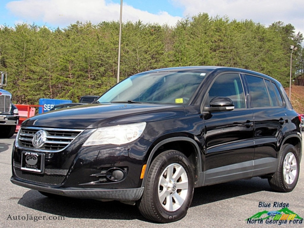 2009 Tiguan S - Deep Black Metallic / Charcoal photo #1