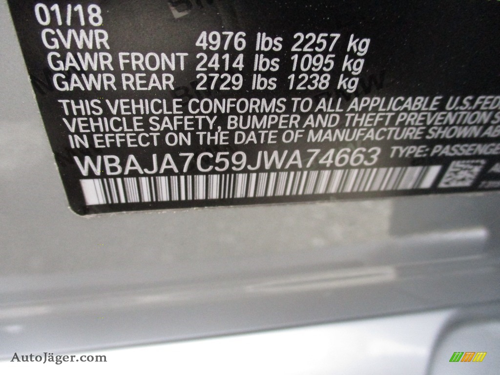 2018 5 Series 530i xDrive Sedan - Glacier Silver Metallic / Black photo #18