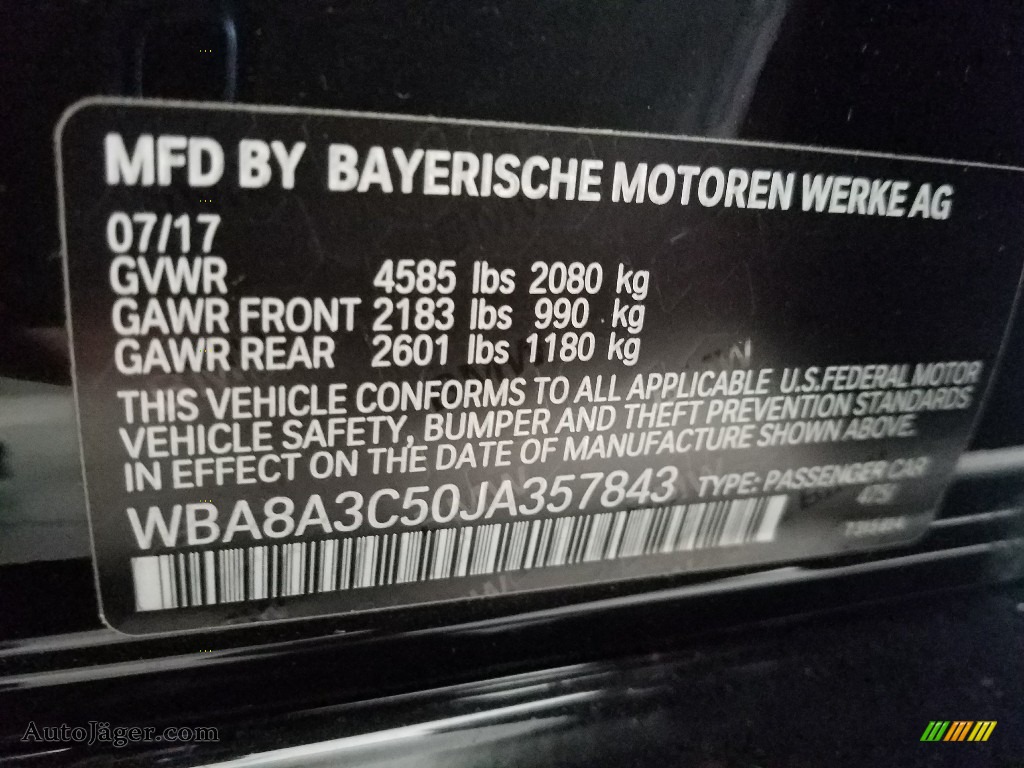 2018 3 Series 320i xDrive Sedan - Black Sapphire Metallic / Black photo #28