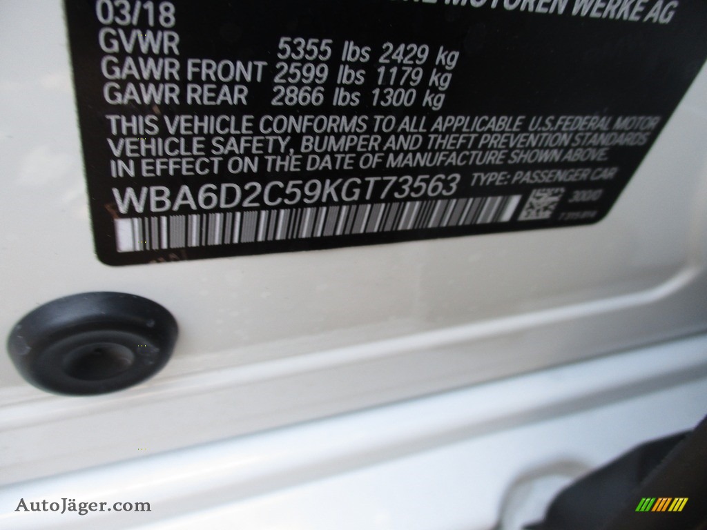 2019 6 Series 640i xDrive Gran Coupe - Alpine White / Black photo #19