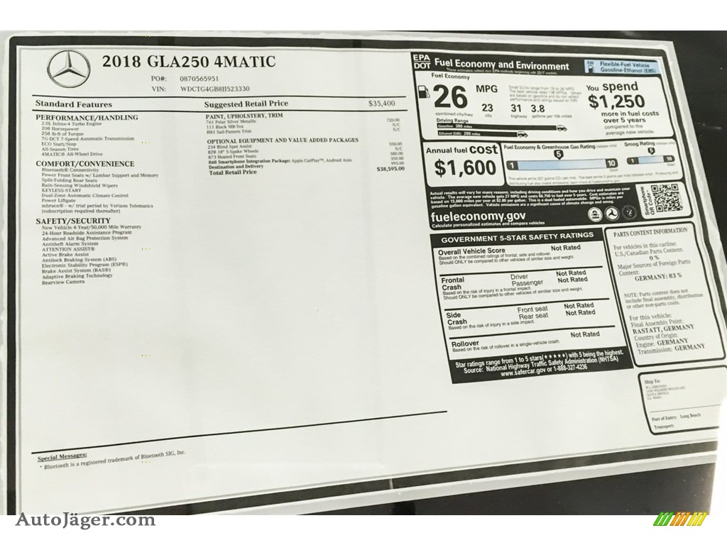 2018 GLA 250 4Matic - Polar Silver Metallic / Black photo #10