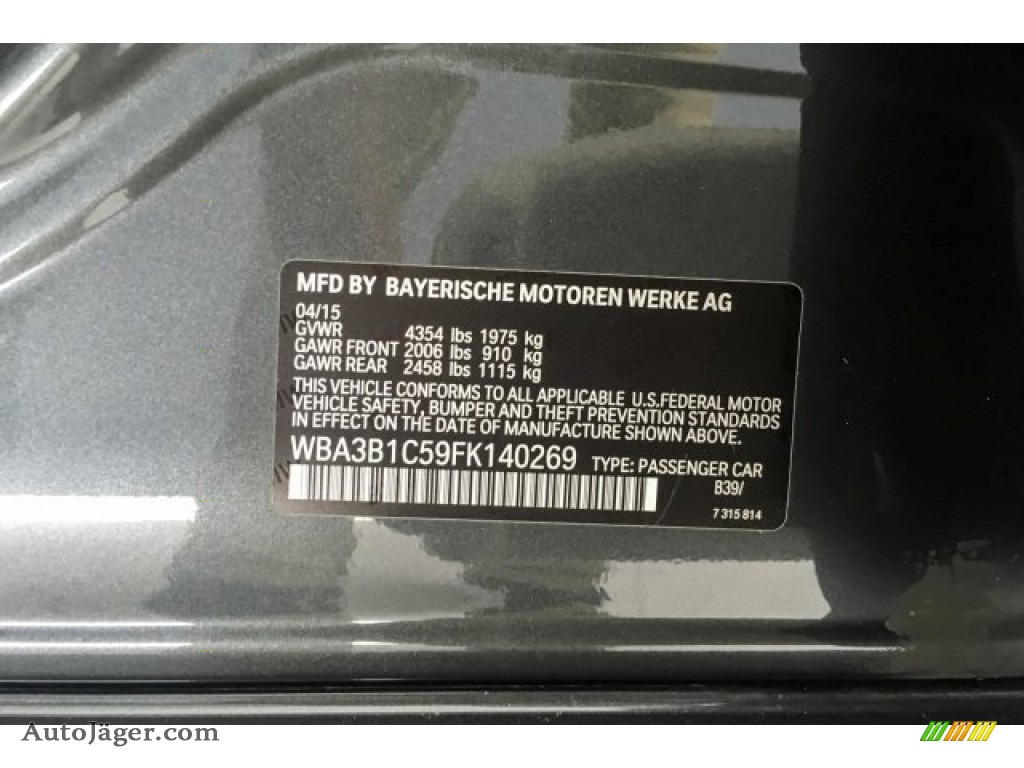 2015 3 Series 320i Sedan - Mineral Grey Metallic / Black photo #21