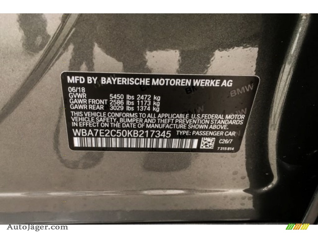 2019 7 Series 740i Sedan - Magellan Gray Metallic / Black photo #11
