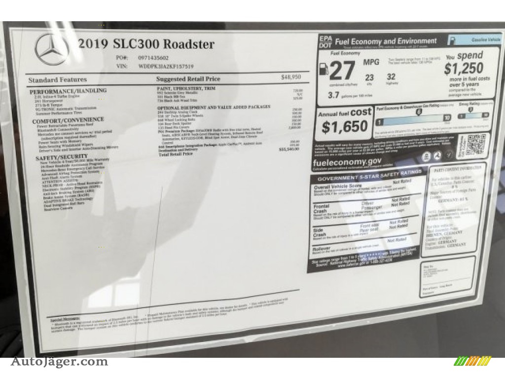 2019 SLC 300 Roadster - Selenite Grey Metallic / Black photo #10