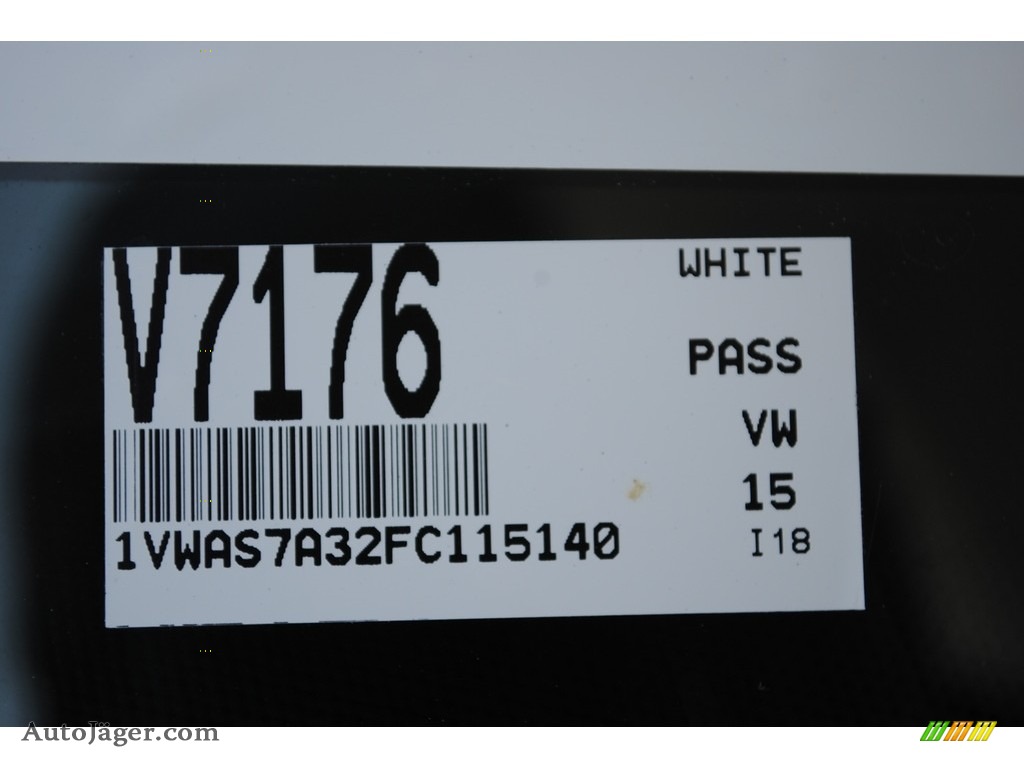2015 Passat Wolfsburg Edition Sedan - Candy White / Titan Black photo #20