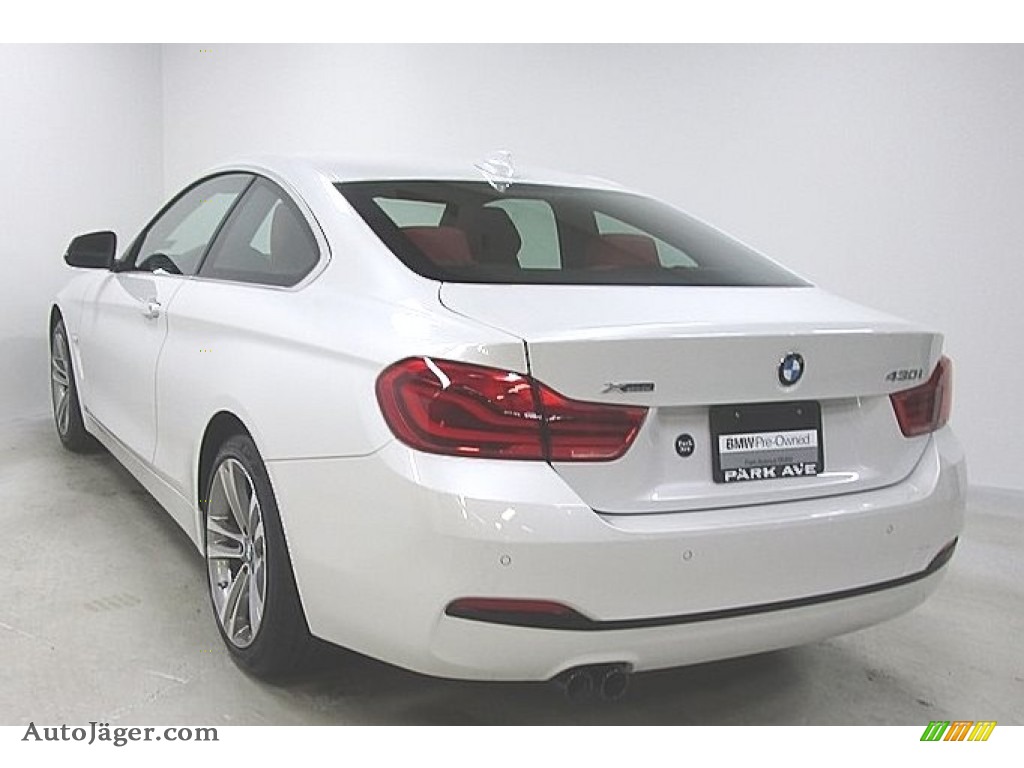2019 4 Series 430i xDrive Coupe - Mineral White Metallic / Coral Red photo #2