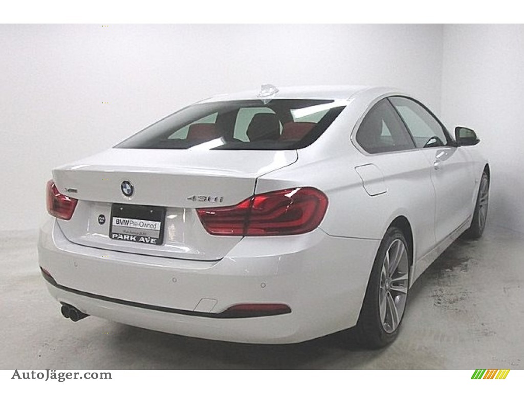 2019 4 Series 430i xDrive Coupe - Mineral White Metallic / Coral Red photo #4
