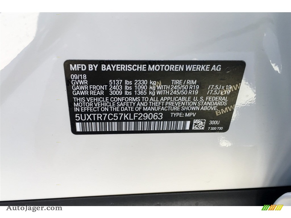 2019 X3 sDrive30i - Alpine White / Black photo #11