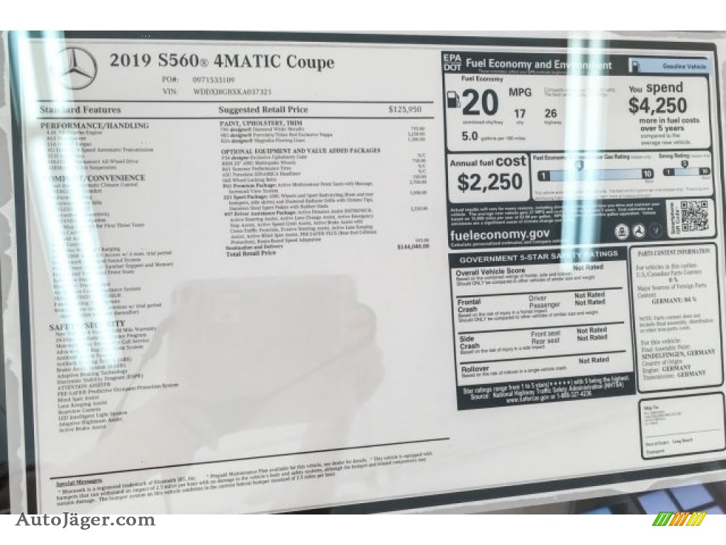 2019 S 560 4Matic Coupe - designo Diamond White Metallic / designo Silk Beige/Satin Red Pearl photo #21