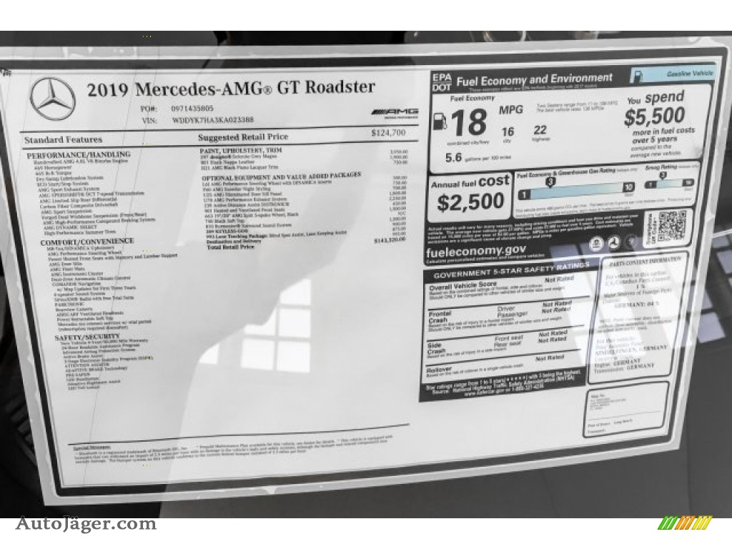 2019 AMG GT Roadster - designo Selenite Grey Magno (Matte) / Black photo #19