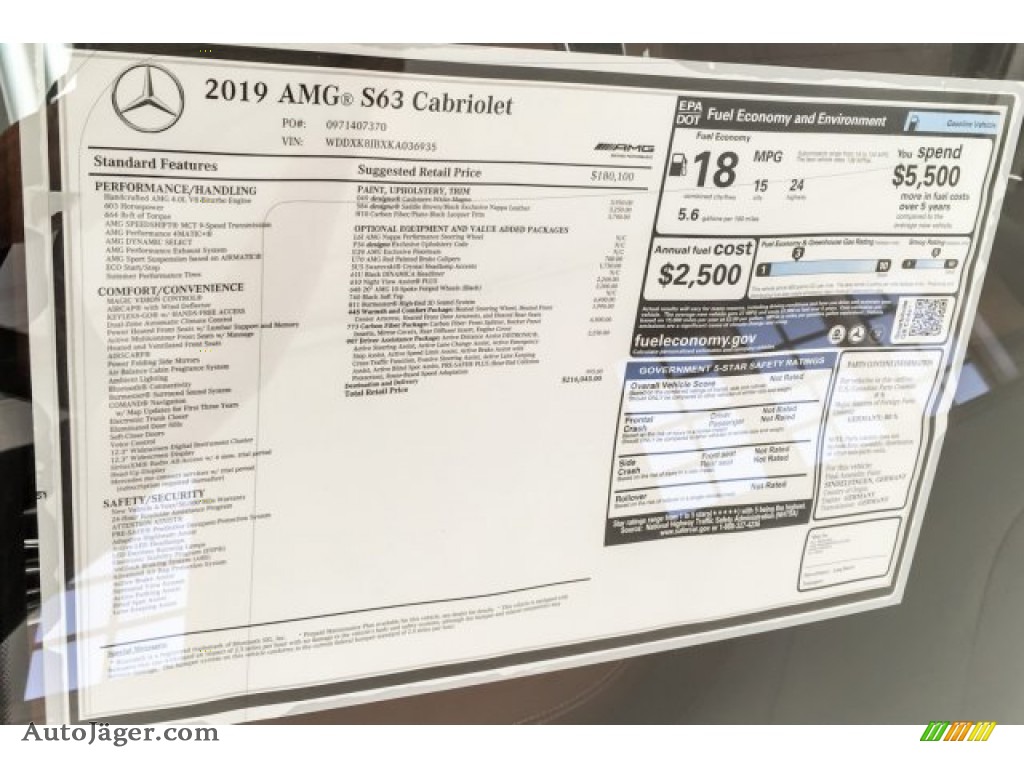 2019 S AMG 63 4Matic Cabriolet - designo Cashmere White (Matte) / designo Saddle Brown/Black photo #21
