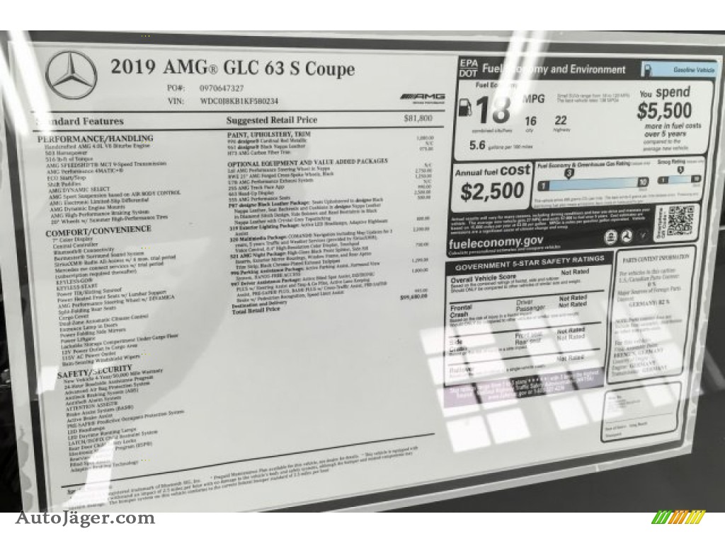 2019 GLC AMG 63 S 4Matic Coupe - designo Cardinal Red Metallic / designo Black photo #10