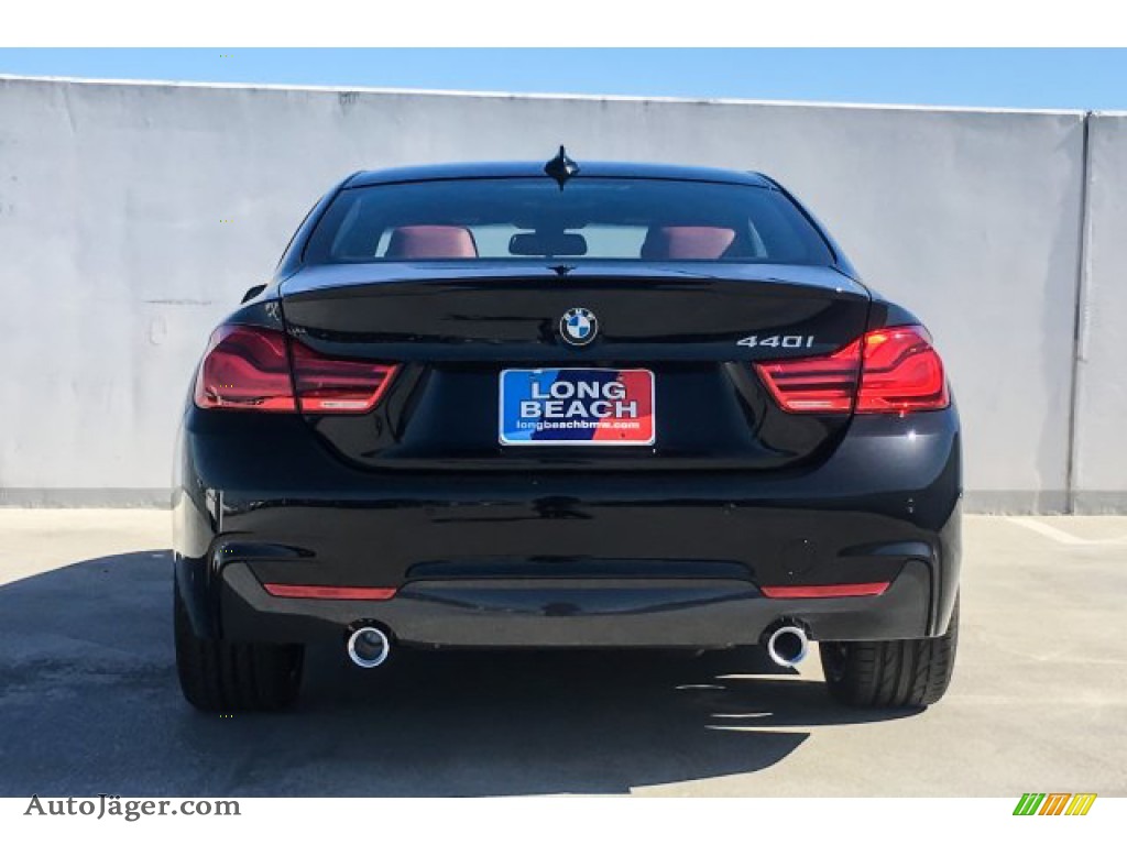2019 4 Series 440i Coupe - Black Sapphire Metallic / Coral Red photo #3