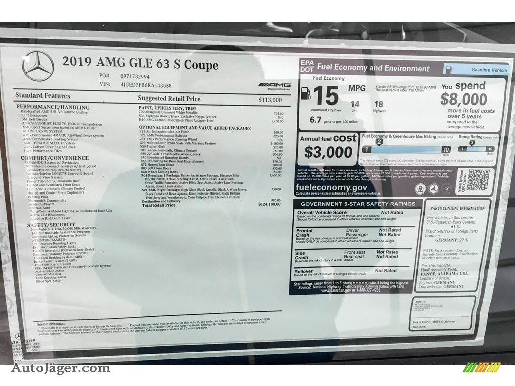 2019 GLE 63 S AMG 4Matic Coupe - designo Diamond White Metallic / Espresso Brown/Black photo #10